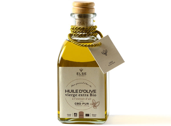 Huile d’olive vierge extra Bio au CBD - Ail 250 ML