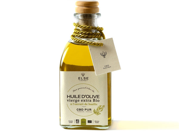 Huile d’olive vierge extra Bio au CBD - Basilic 250 ML